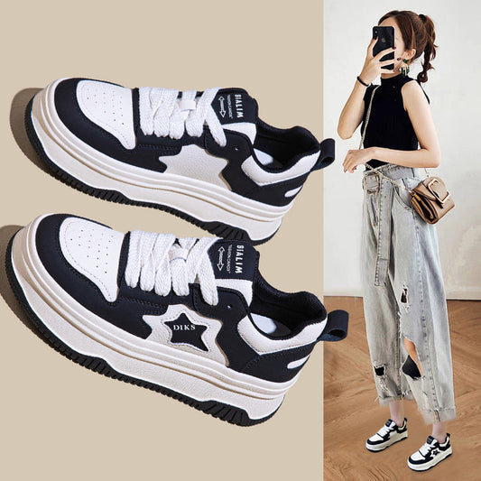 Women's Platform White Single-layer Winter Lightweight Leisure Plush Padded Women's Sports Shoes