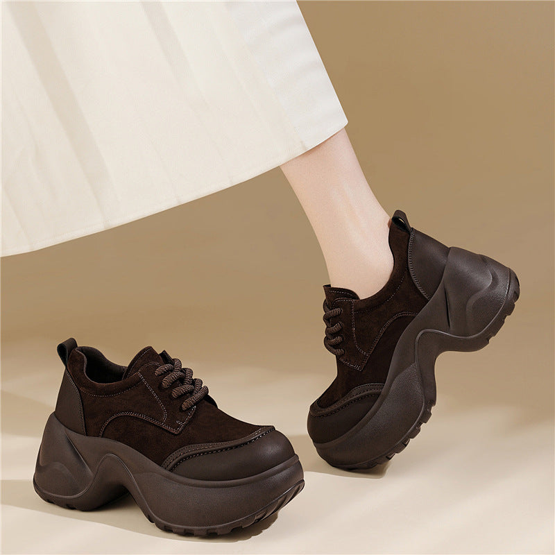 Women's Small Round Head Thick Bottom Daddy Pumps Increased Temperament Women's Sports Shoes