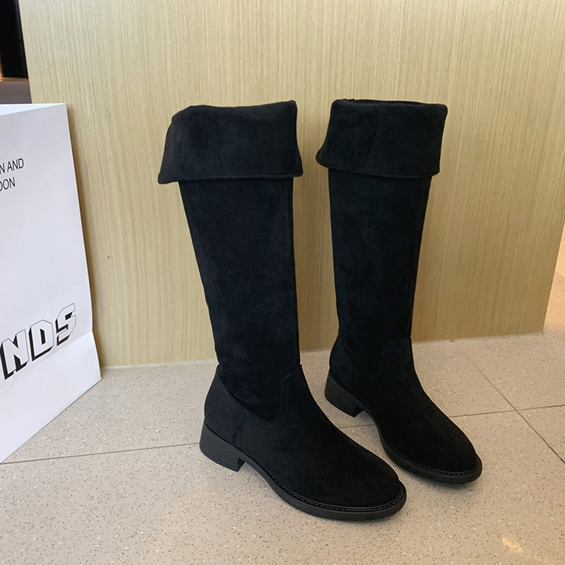 Women's Large Size Suede Skinny High Leg Boots