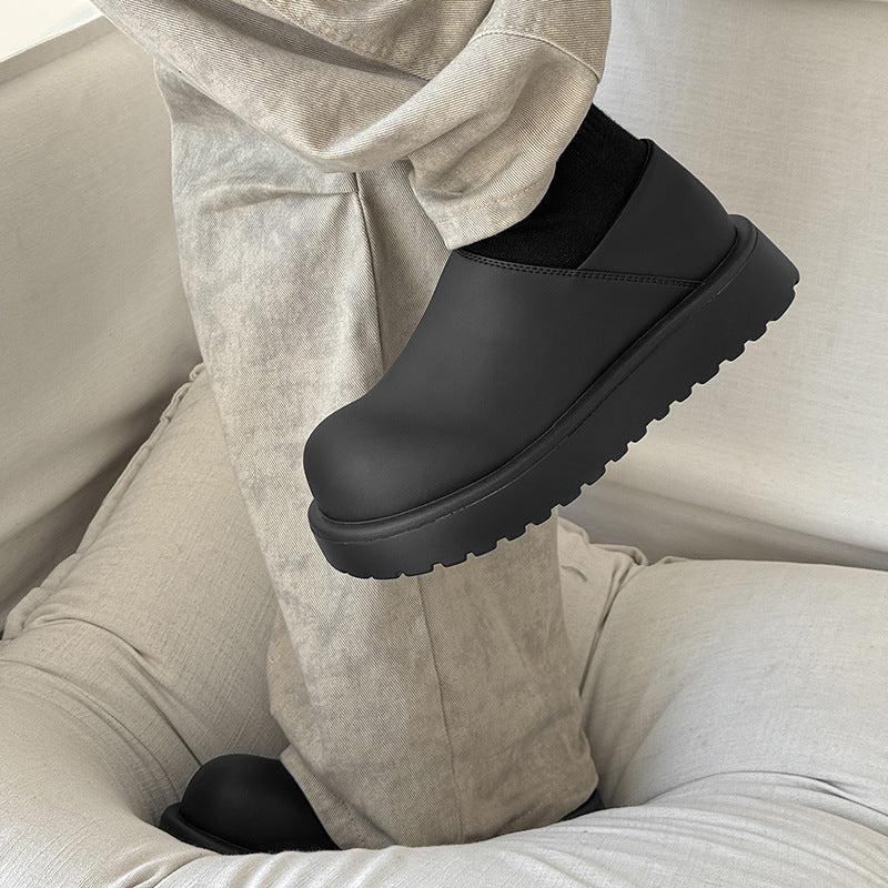 Mouth Pumps Fashion Slip-on Thick Bottom Leather Shoes