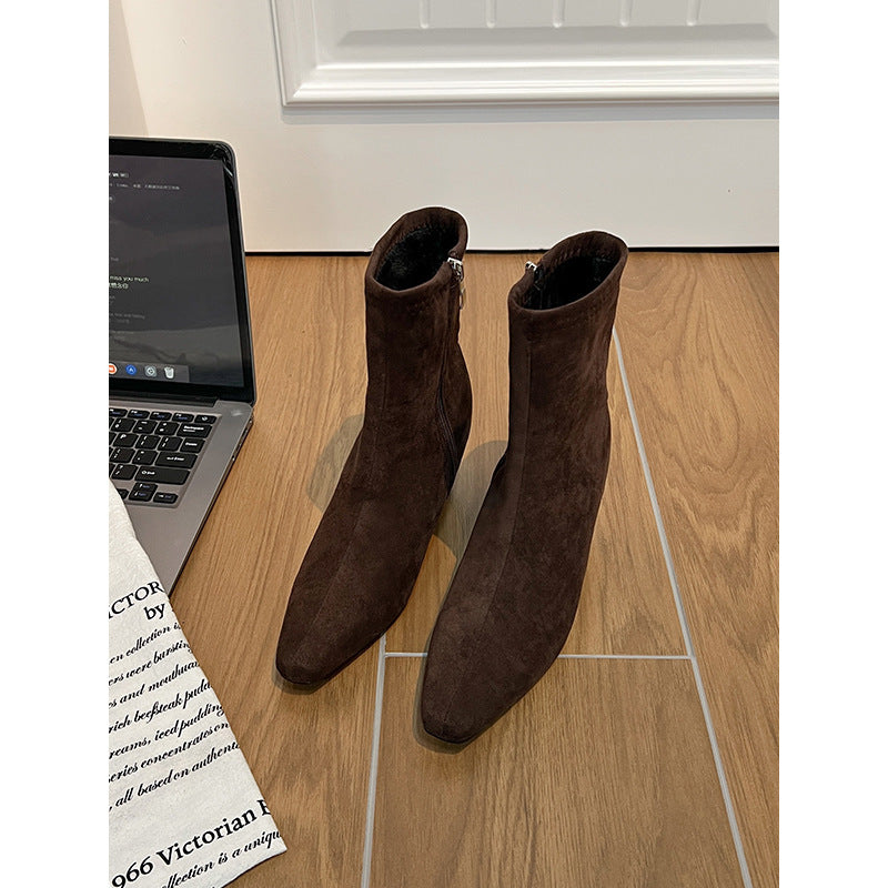 Version Not Tired Feet Small Height Increasing Insole French Skinny Women's Leather Boots