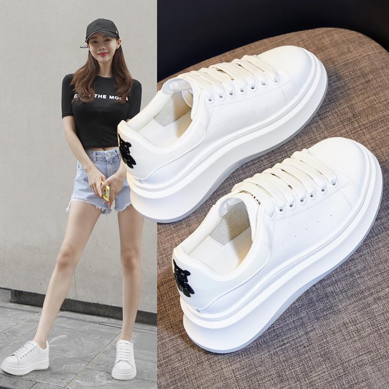 Women's Four High Quality Real Cowhide Platform Mcqueen Board Casual Shoes