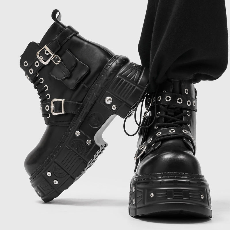 Men's Punk Platform Cool Drag Dark Asian Culture Fashion Metal Men's Martin Boots