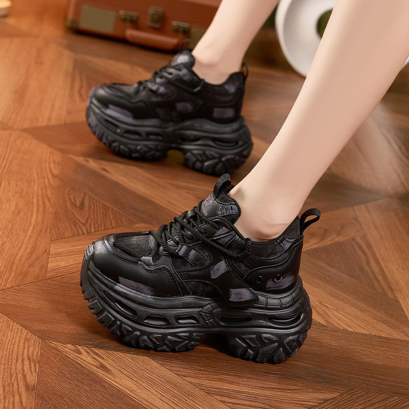 Women's Platform Dad Polished Old Retro Fashionable Height Women's Shoes