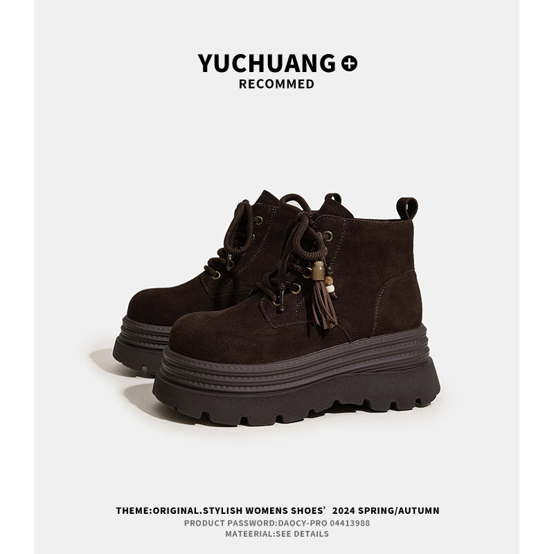 Women's Platform Martin Autumn Big Head Passing Retro Ankle Women's Leather Boots