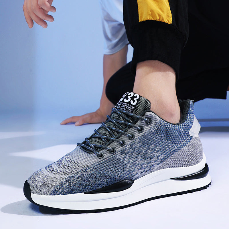 Men's Breathable Lace Up Autumn Blue White Men's Sports Shoes