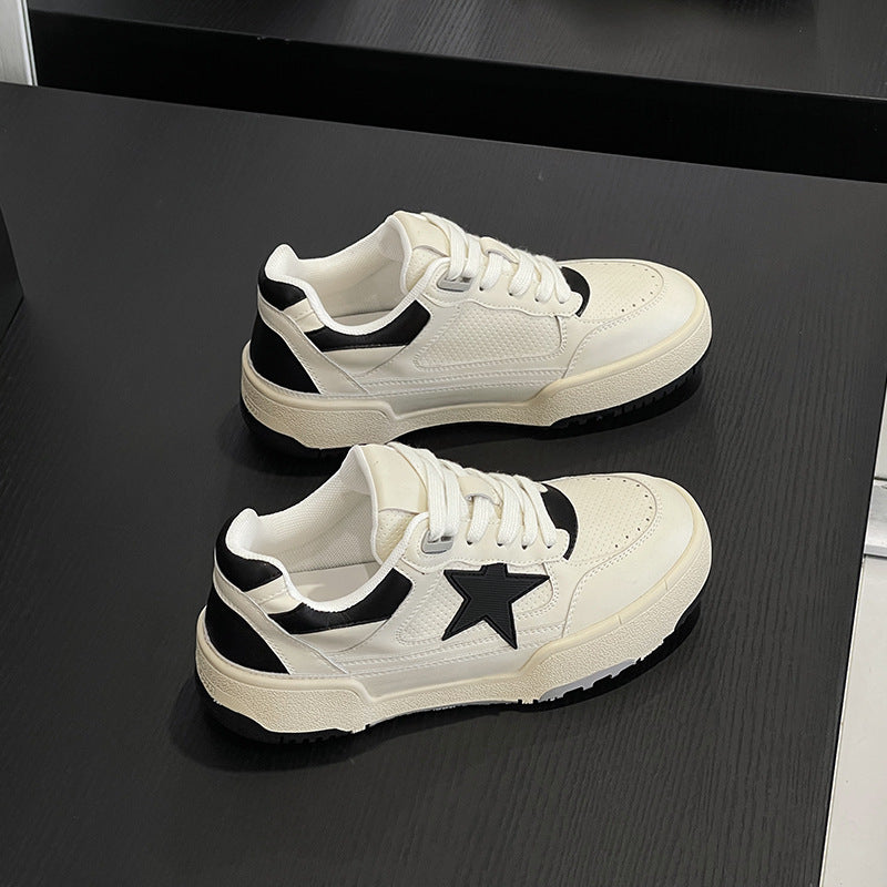 Women's Cowhide Breathable White For Spring Platform Retro Sneakers