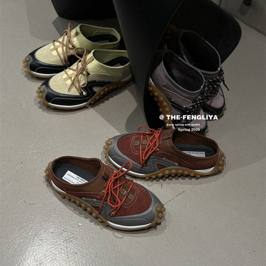 Price Canadian Dollar Contrast Color Mules Slip-on Platform Outer Wear Women's Casual Shoes