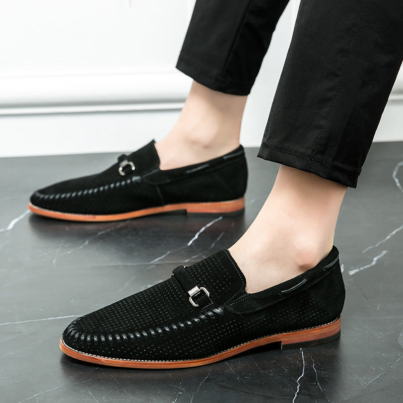 Men's Size Doug Business Punching Breathable Slip Leather Shoes