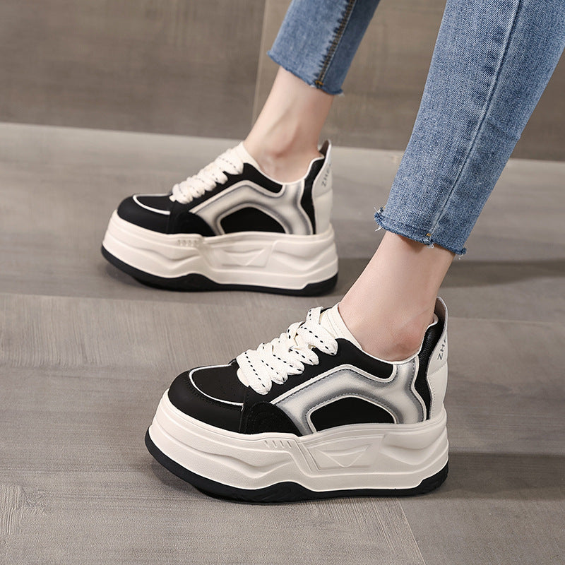 Women's Platform Height Increasing Insole Muffin Retro Sports Casual Shoes