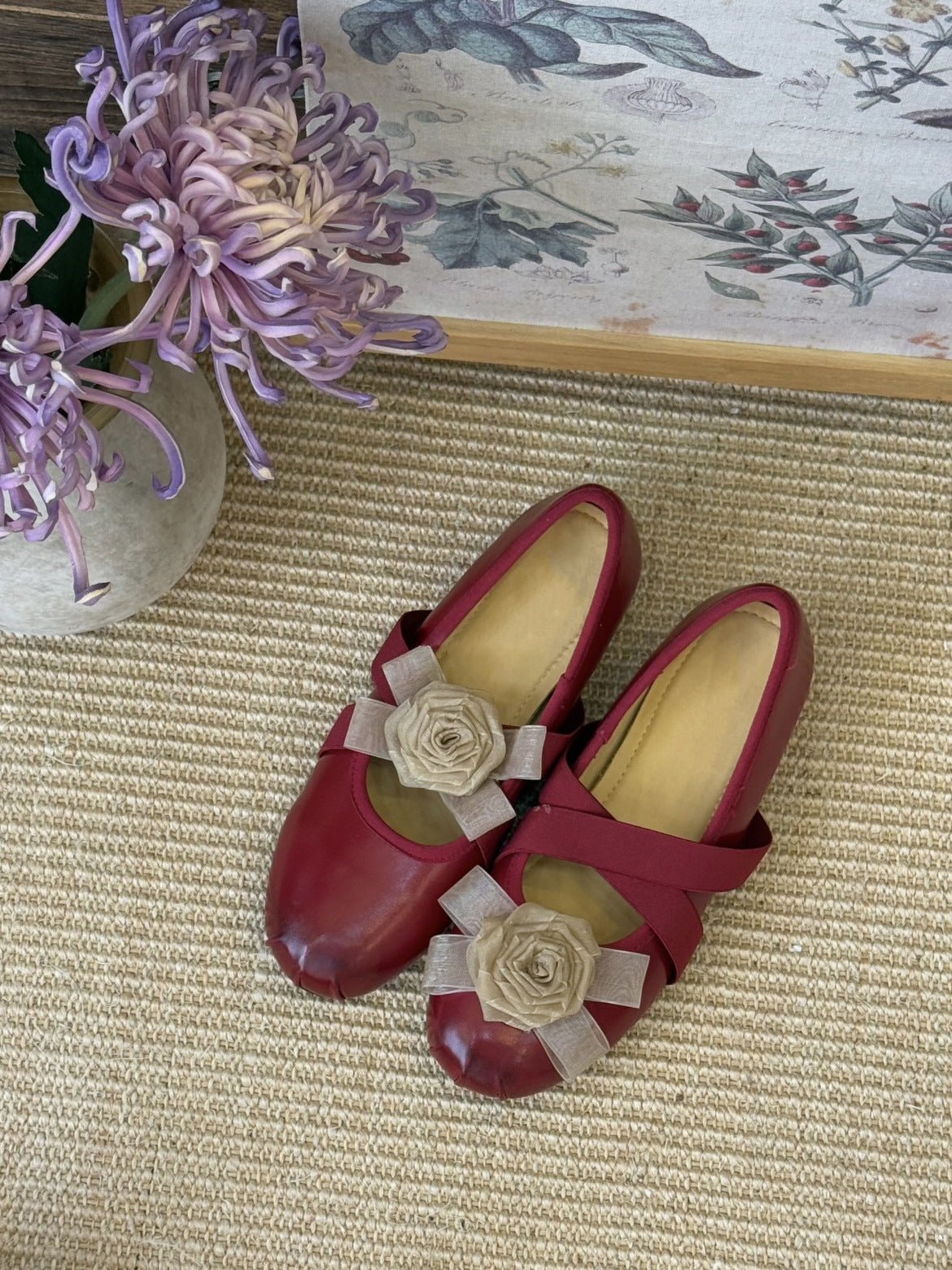 French Flat Flower Mandarin Duck Shallow Mouth Pumps Female Summer Women's Fashion Shoes