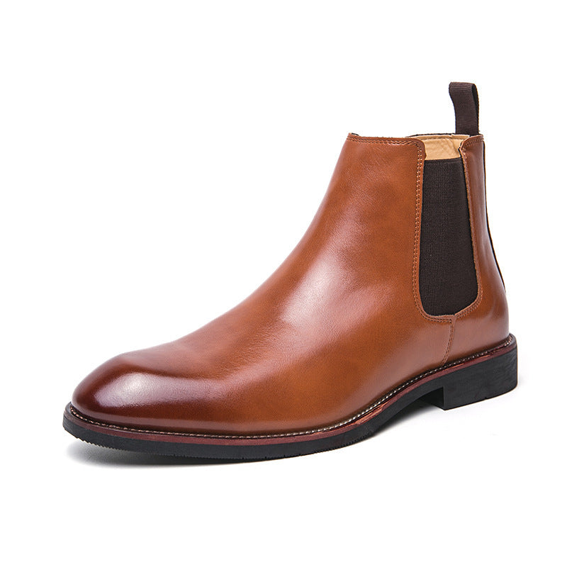 Men's Large Size Fashion Chelsea Trendy Slip-on Men's Leather Boots
