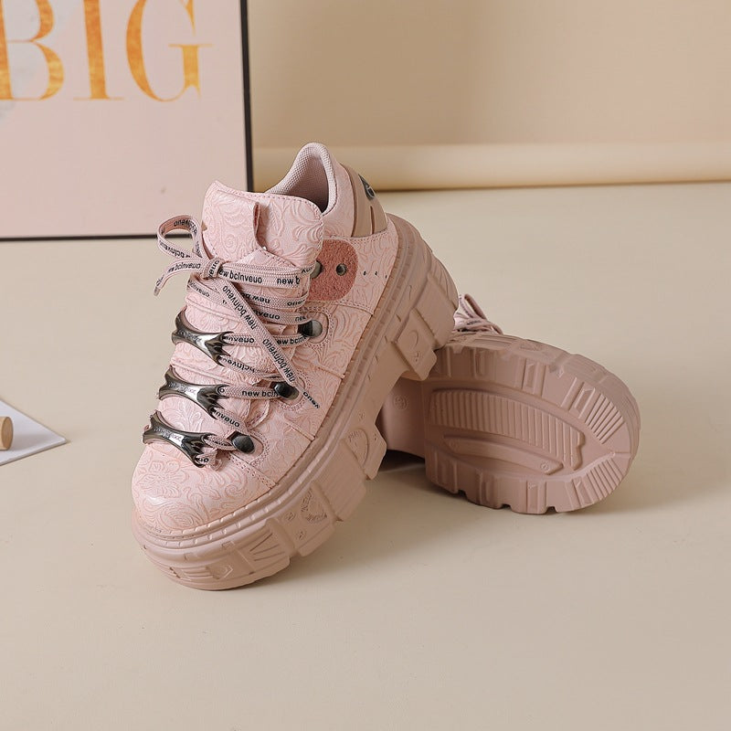 Women's Platform Height Increasing Street Shooting Punk Tank Bottom Boots