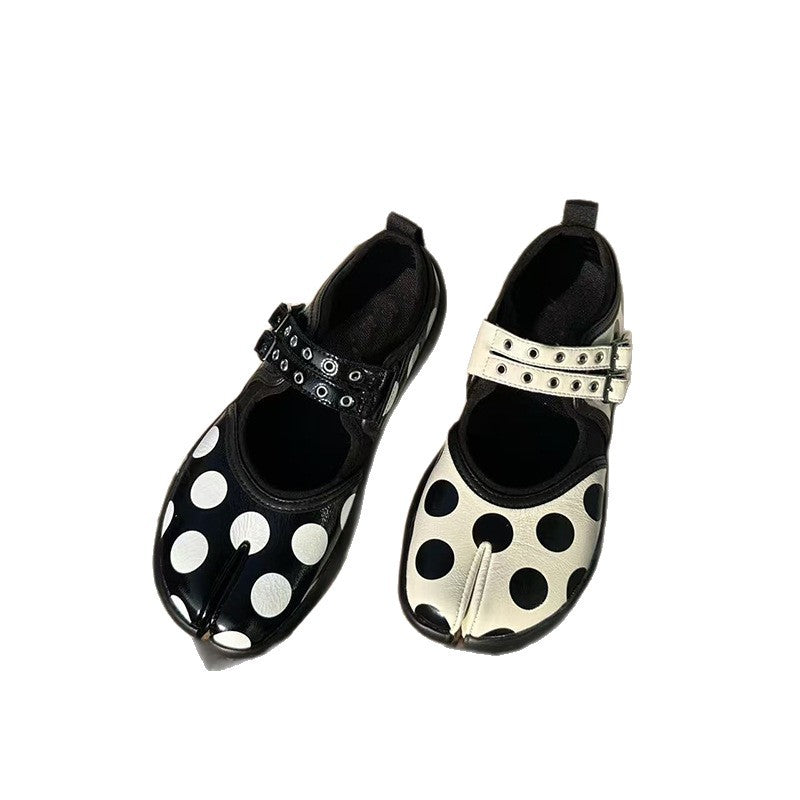 Women's Polka Dot Trotter Pumps Flat Ballet Mary Women's Casual Shoes