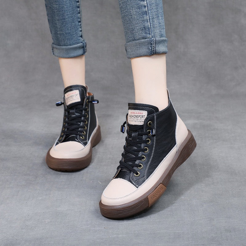 Women's Layer Cowhide Outsole Elastic Band Slip-on Lazy Genuine Fashion Two-way Women's Leather Boots