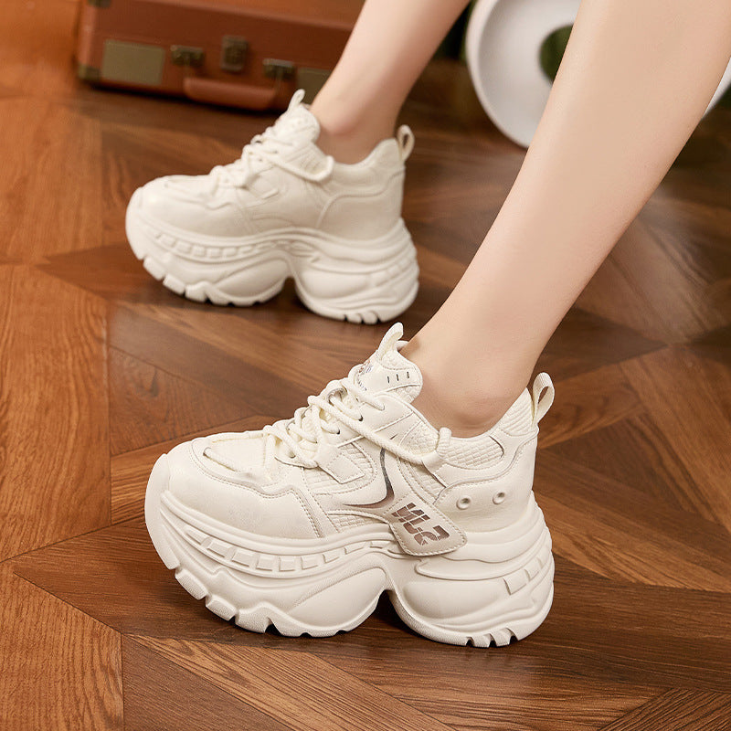 Women's Platform Dad Lace Up Muffin Height Increasing Women's Sports Shoes
