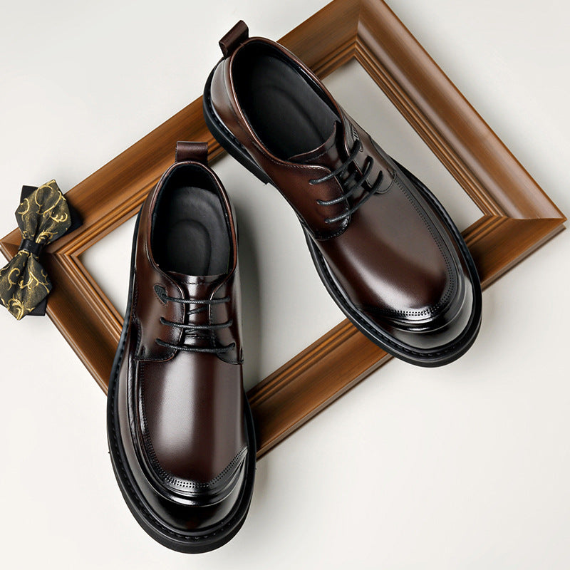 Men's Breathable British Style Business Formal Derby Groom Wedding Men's Casual Leather Shoes