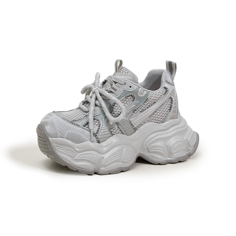 Women's Platform Dad Spring Breathable Mesh Surface Height Increasing Women's Sports Shoes