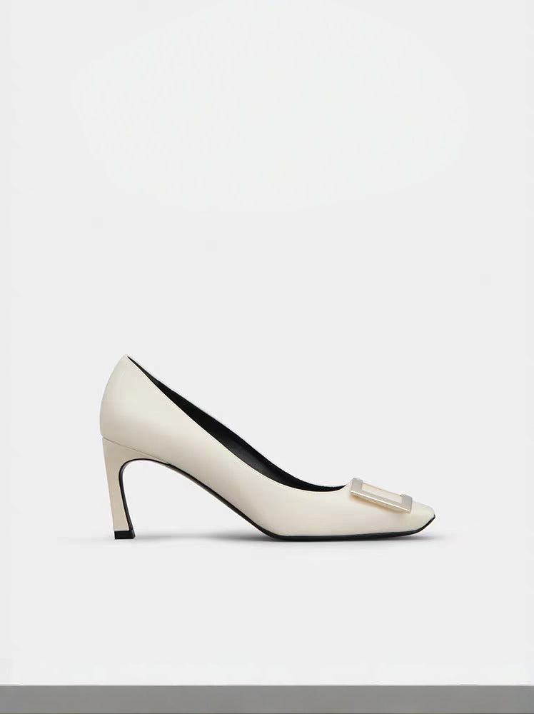 Classic Cm Square Buckle Daily Commuter Shallow Women's Fashion Shoes