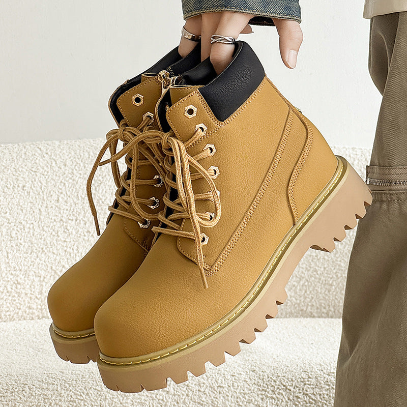 Thick Bottom Increased British Retro Desert Hiking Mickey Yellow Men's Martin Boots