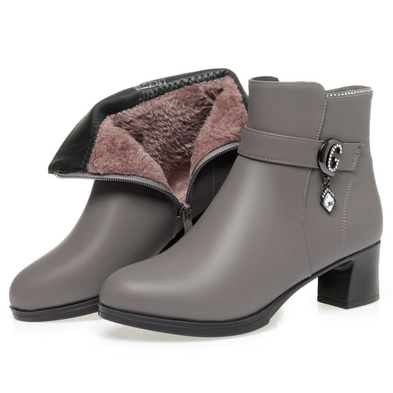 Women's Short High Cotton Veet Martin Double Face Wool Boots