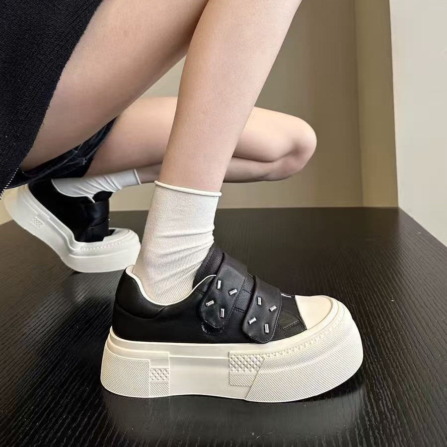 Women's Top Layer Cowhide Platform White Magic Women's Shoes