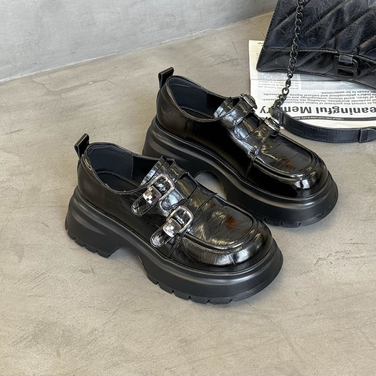 Women's Autumn Genuine Thick Bottom Small British Leather Shoes
