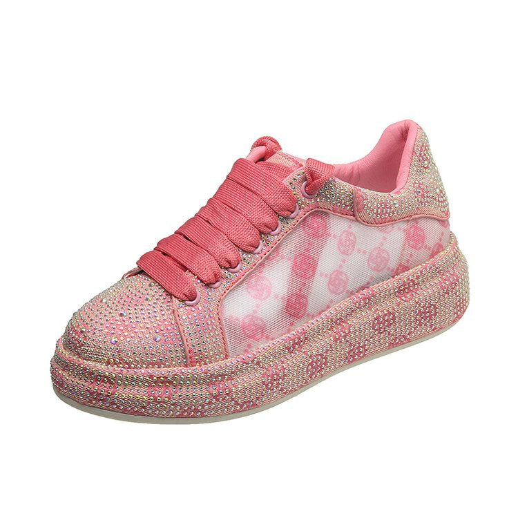 Women's Full Diamond Pumps Muffin Platform Rhinestone Men's Shoes