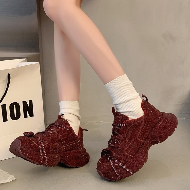 Women's Dad Spring Thick Bottom Increased Fried Street Women's Sports Shoes
