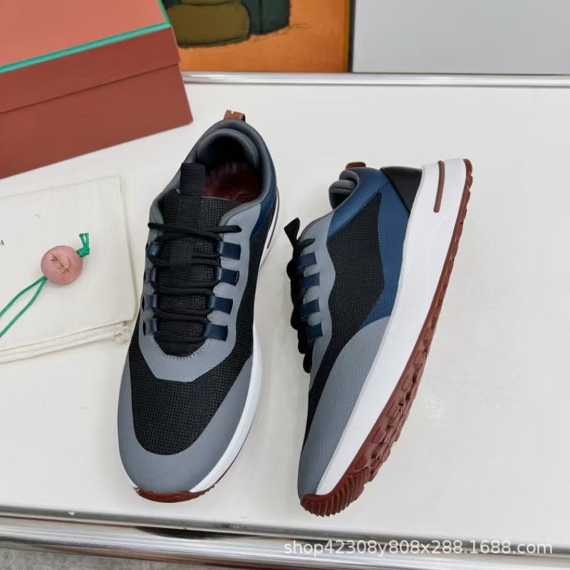 Men's Mesh Thick Sole Jogging Breathable Cowhide Men's Shoes