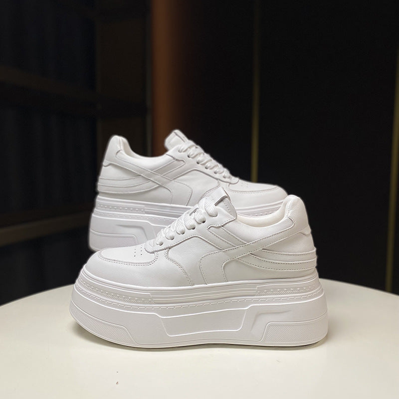 Women's European Goods Spring Thick-soled White Height Increasing Lightweight Sports Casual Shoes