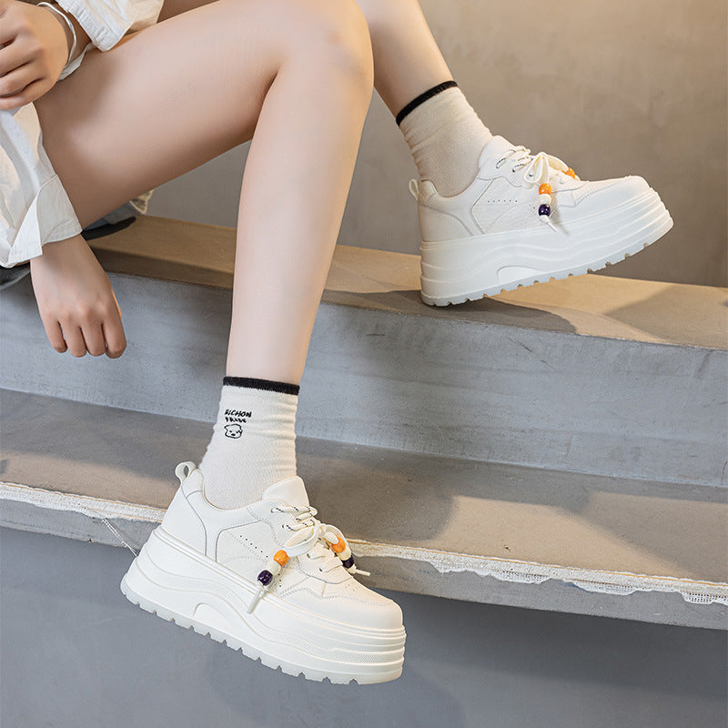 Women's White Color Matching Thin Strap Sports Women's Casual Shoes