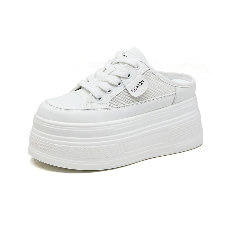 Women's Thick Bottom Platform Leisure White Breathable Skateboard Solid Women's Casual Shoes