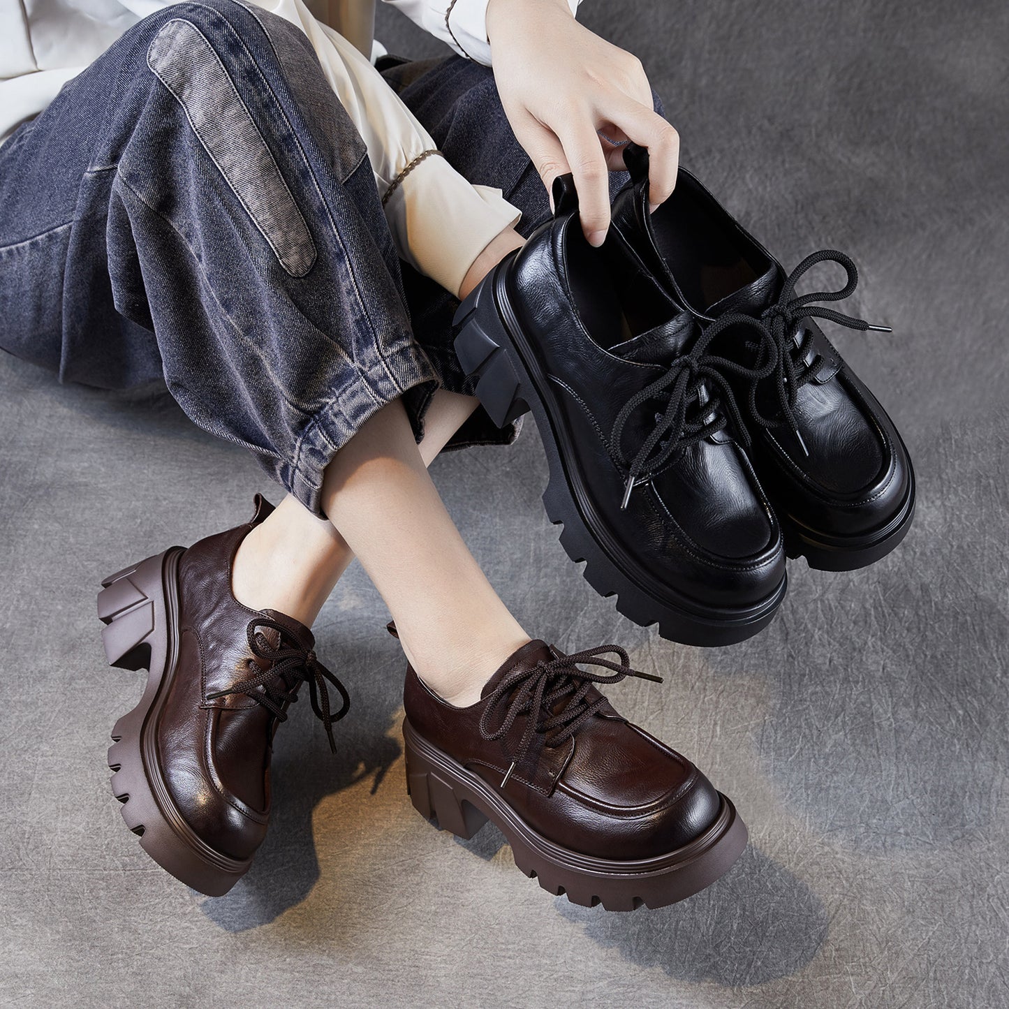 Women's Platform Height Increasing British Style Light Heels