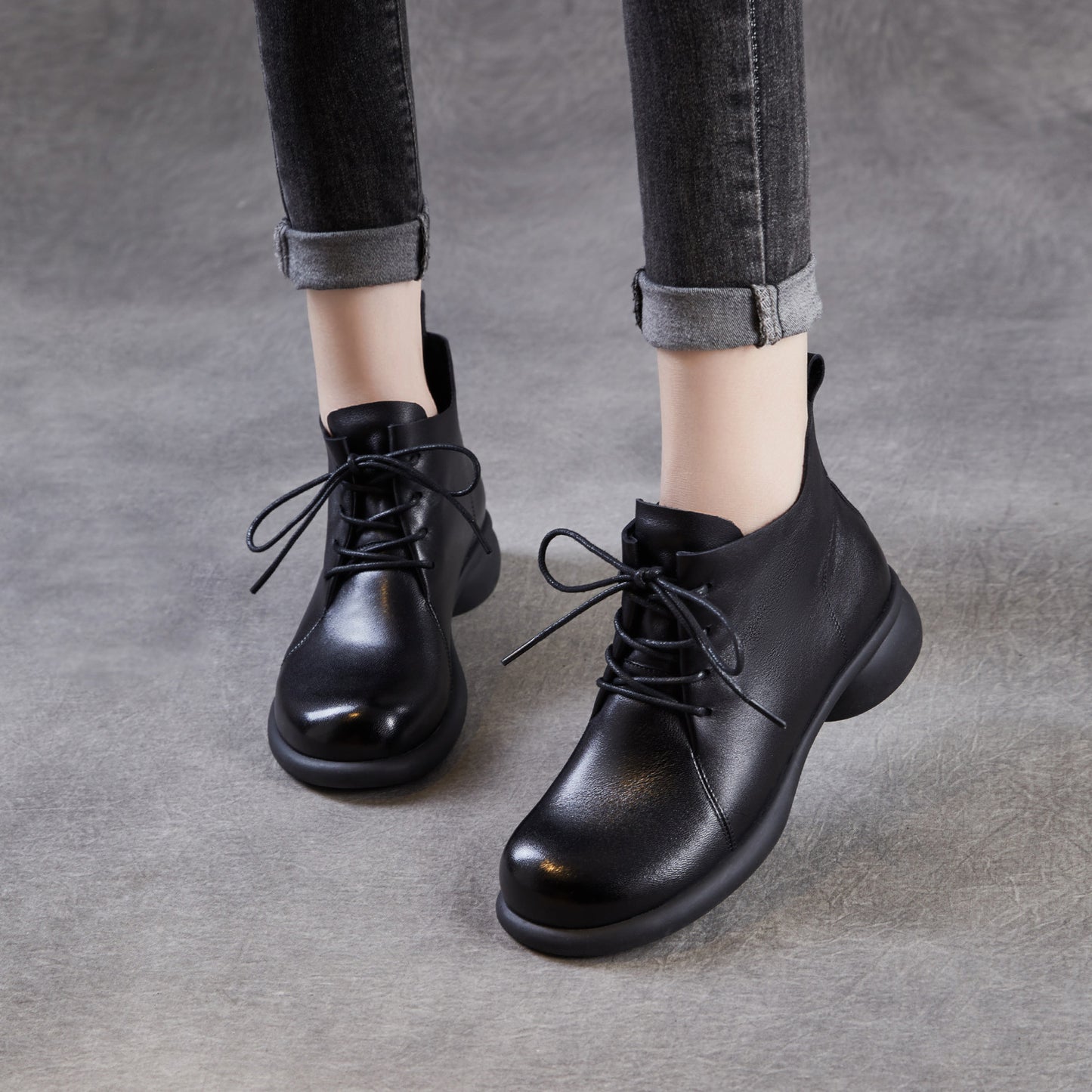 Women's Genuine Thin Martin First Layer Cowhide Soft Bottom Comfortable Mother Women's Leather Boots