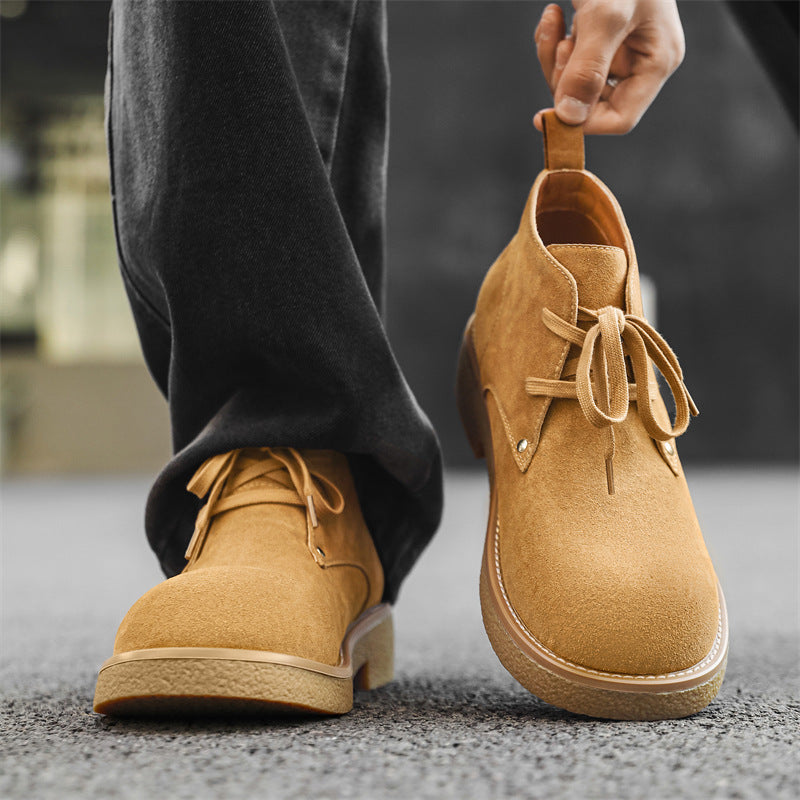 Men's Head Increased Suede Derby Low Top Retro Worker Boots