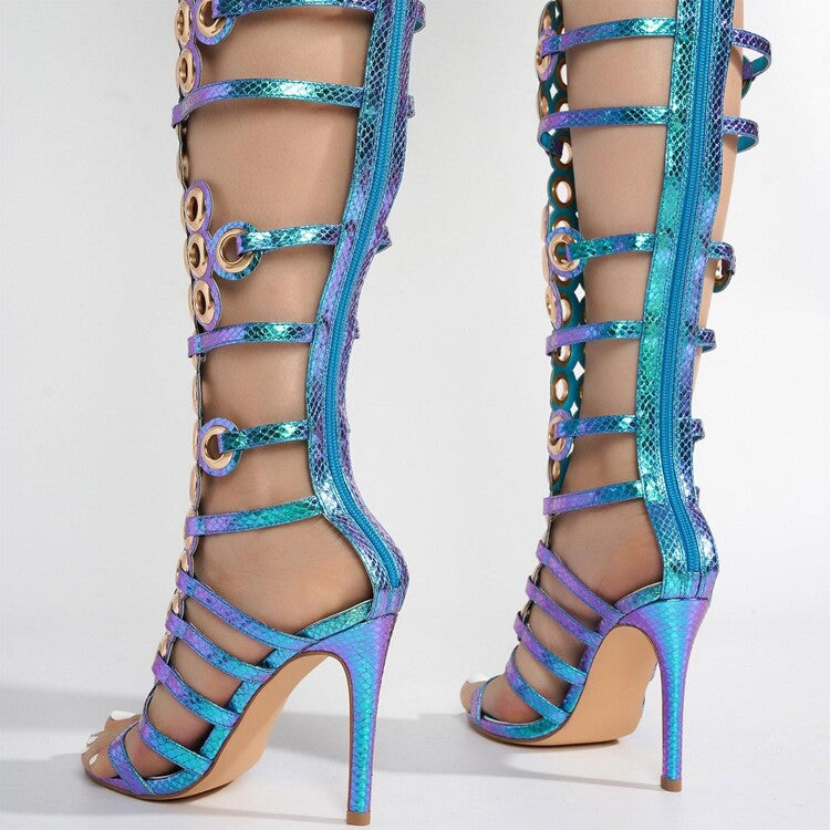 Fashion Metal Large Hollow Stiletto Open Heels