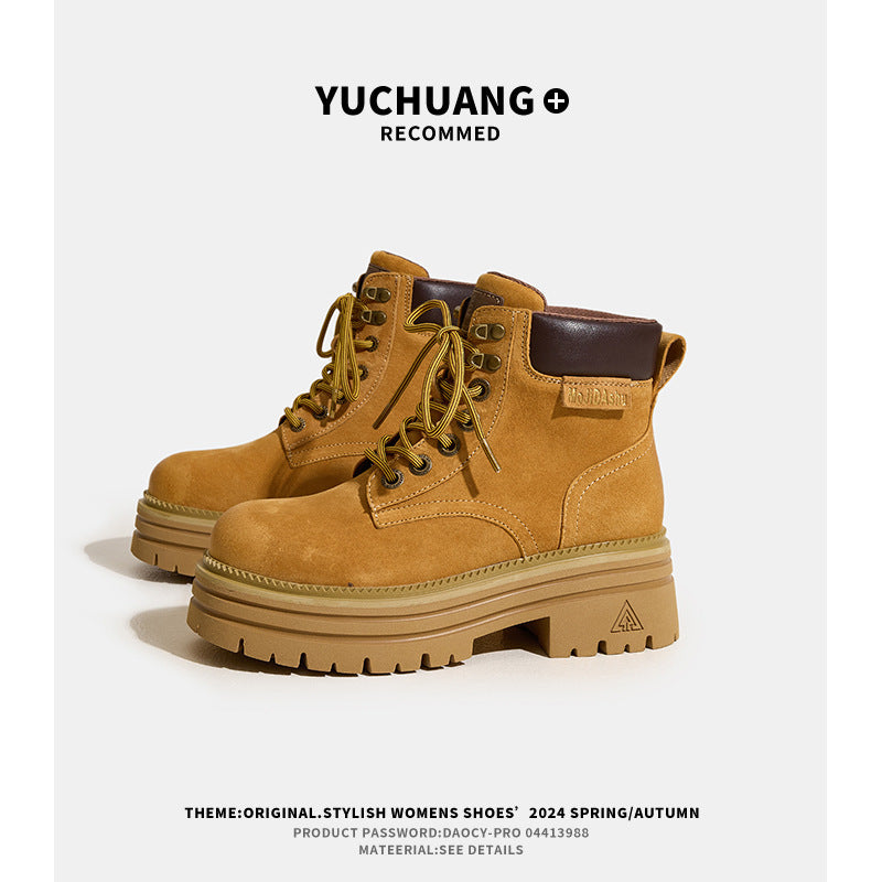 Women's British Style Thick Sole Height Increasing Fashion Boots