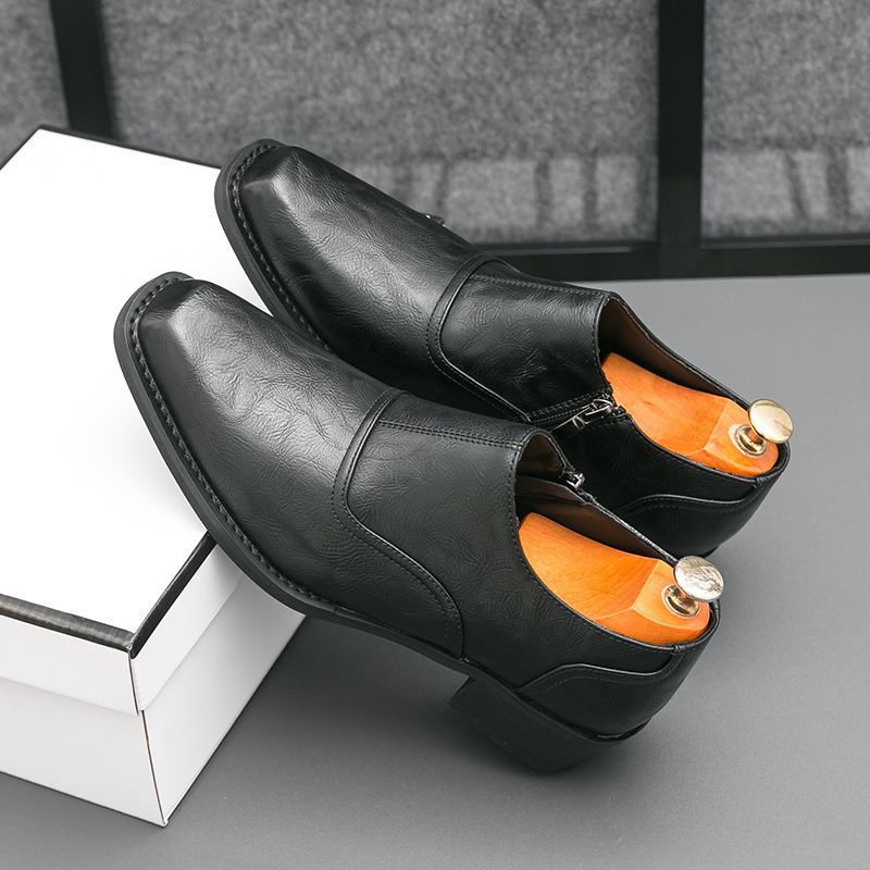 Men's British Retro Square Toe High Quality Business Leather Shoes