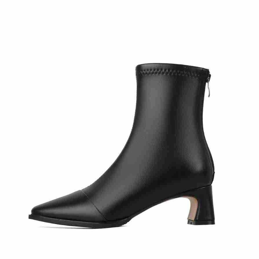 Square Toe Chunky Rear Zipper Martin High Heels