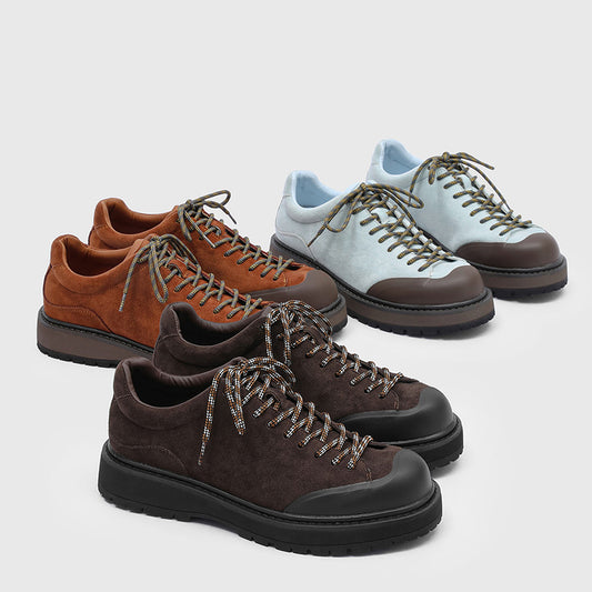 Men's Lace Loop Derby Outdoor Leisure Platform Height Increasing British Fashionable Men's Casual Leather Shoes