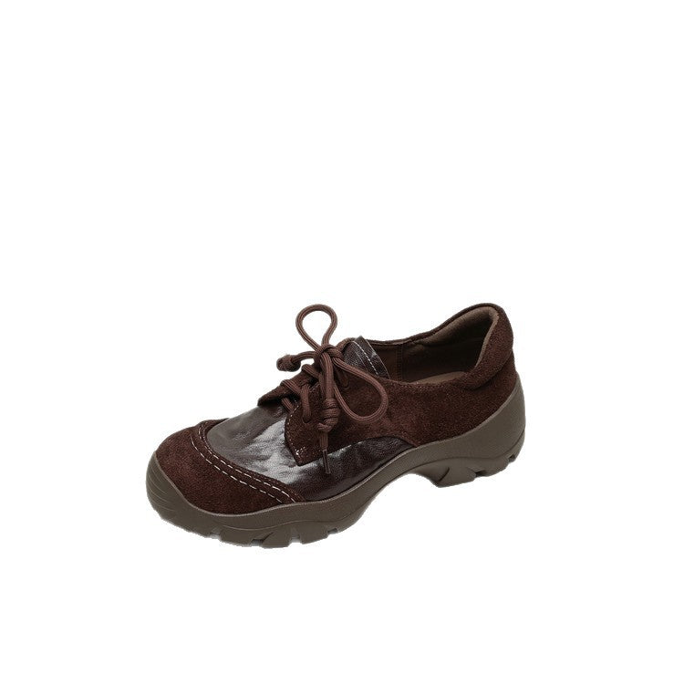 Women's Retro Lace Up Round Toe British Women's Fashion Shoes