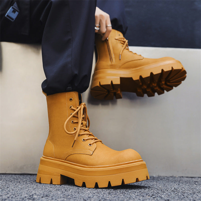 Men's Paris Platform Derby Martin British Style Men's Leather Boots