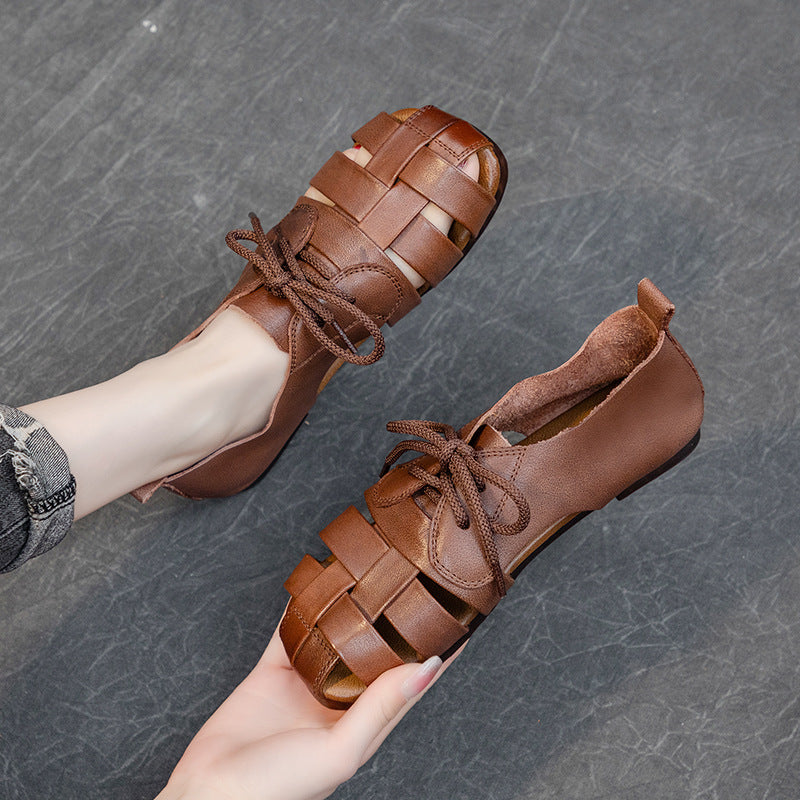Women's First Layer Cow Soft Bottom Artistic Crafts Men's Shoes