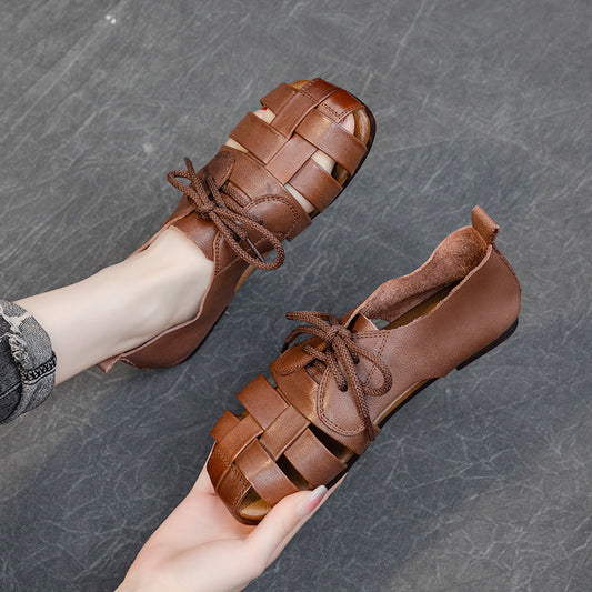 Women's First Layer Cow Soft Bottom Artistic Crafts Men's Shoes