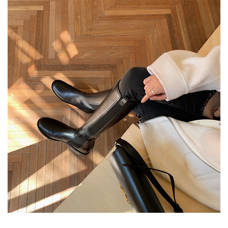 Women's Version Slimming High Leg Not Over The Knee Knight Women's Leather Boots