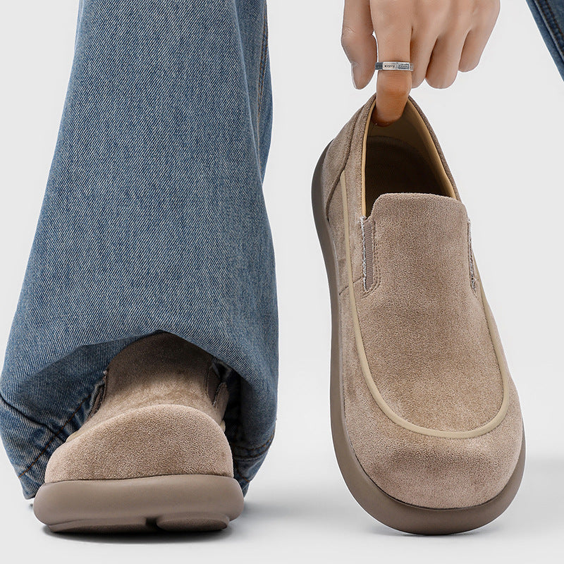 Men's Spring Suede Slip-on Soft Bottom Fashionable Men's Casual Leather Shoes