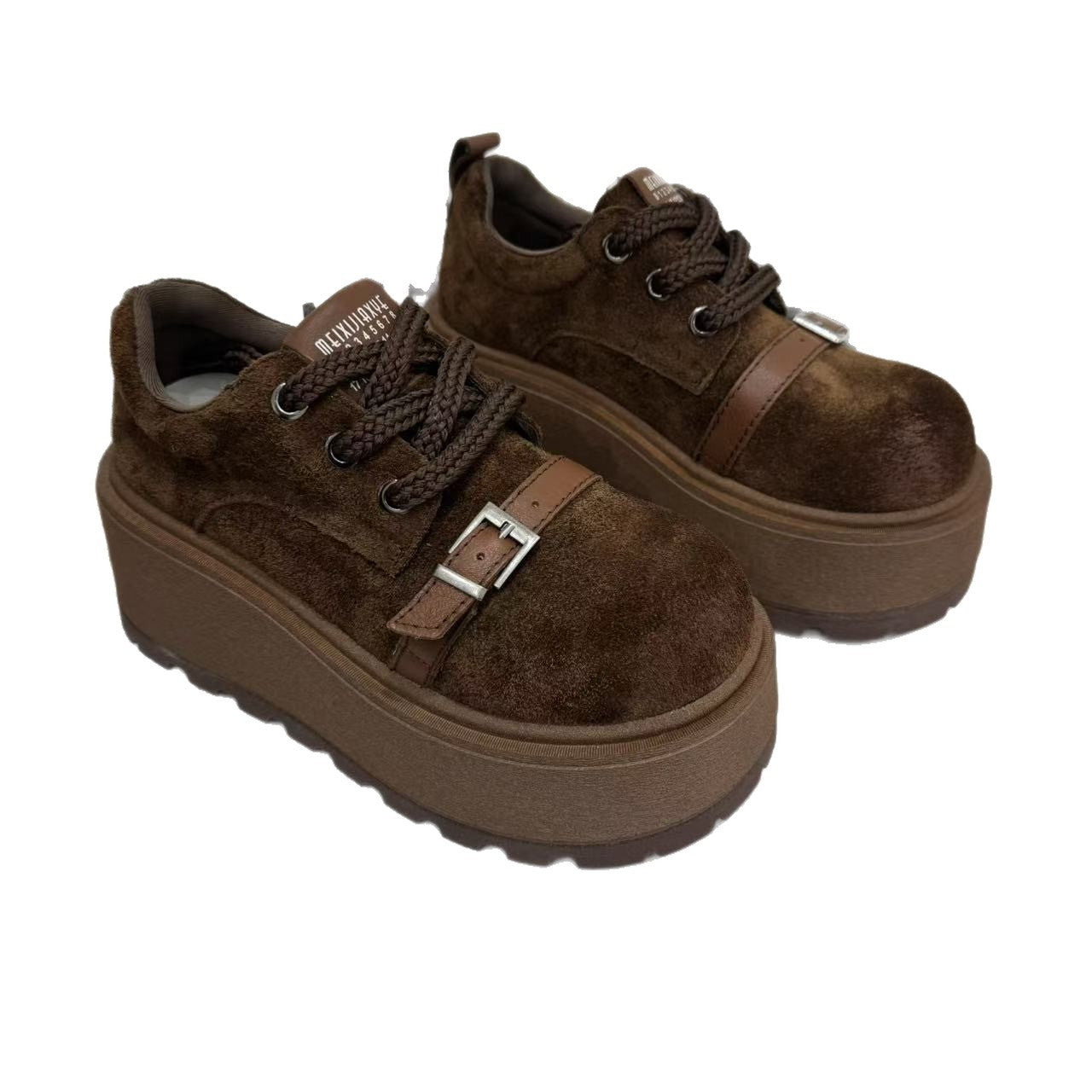 Women's Cowhide Platform Height Increasing Small Autumn Women's Sports Shoes