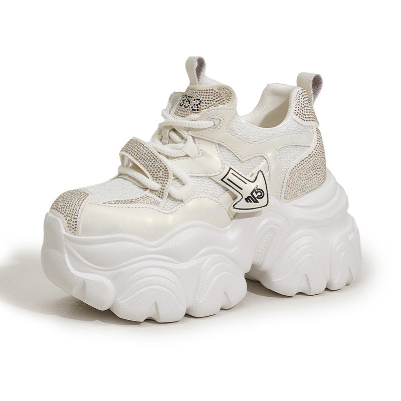 Women's Dad Spring Breathable Mesh Lightweight Platform Height Increasing Women's Sports Shoes