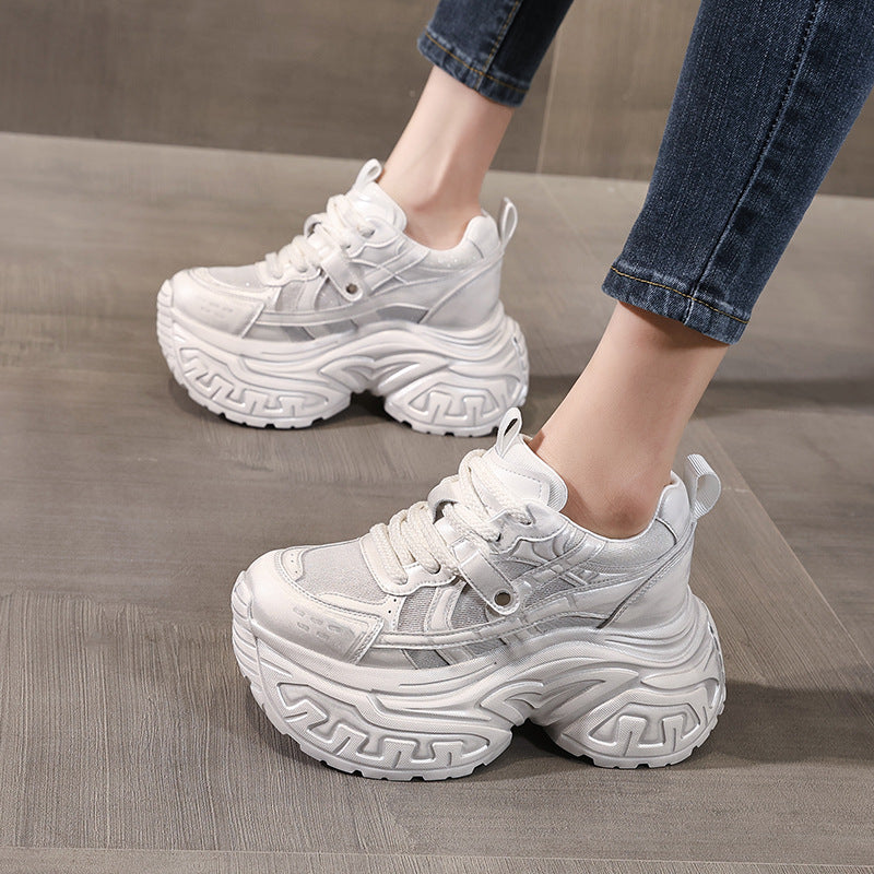 Women's Platform Height Increasing Insole Mesh Breathable Sports Casual Shoes